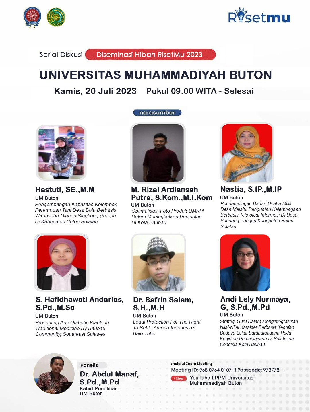 Diseminasi Hasil Hibah RisetMu Batch VI