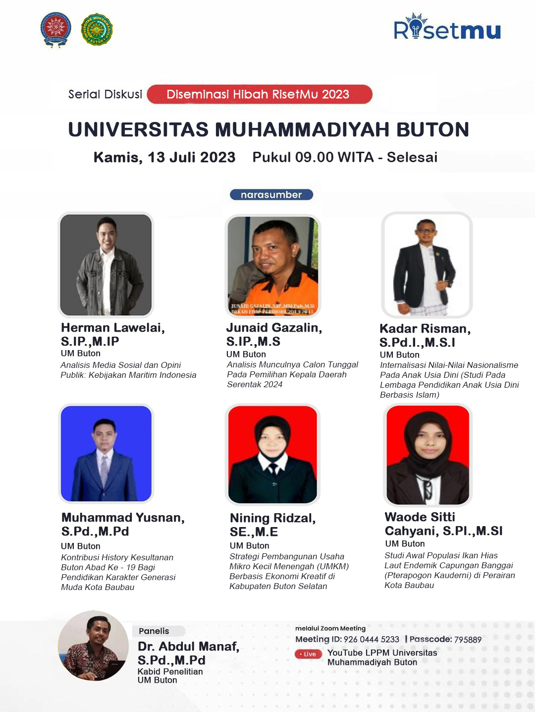 Diseminasi Hasil Hibah RisetMu Batch VI