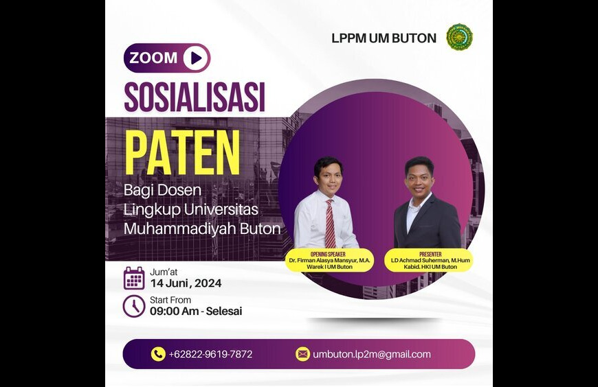 LPPM UM Buton Mengadakan Sosialisasi Paten Bagi Dosen Lingkup UM Buton